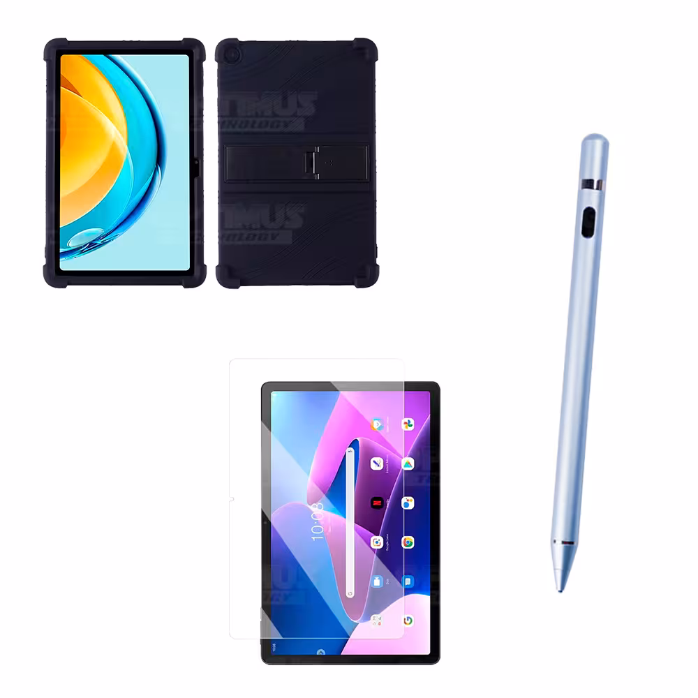 Combo Vidrio Templado + Estuche Protector Goma + Lápiz Digital Para Tablet Lenovo M10 3rth Gen (TB125FU) 10.6 2022