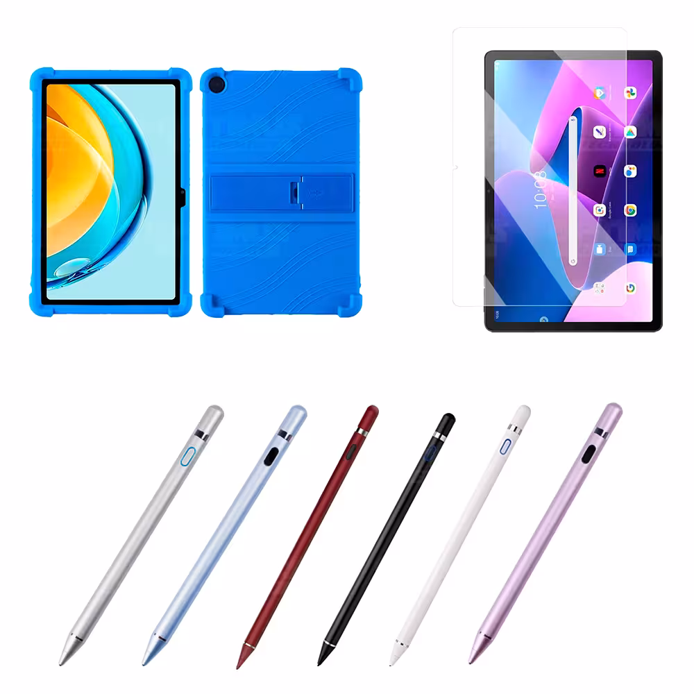 Combo Vidrio Templado + Estuche Protector Goma + Lápiz Digital Para Tablet Lenovo M10 3rth Gen (TB125FU) 10.6 2022