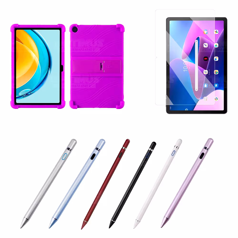 Combo Vidrio Templado + Estuche Protector Goma + Lápiz Digital Para Tablet Lenovo M10 3rth Gen (TB125FU) 10.6 2022