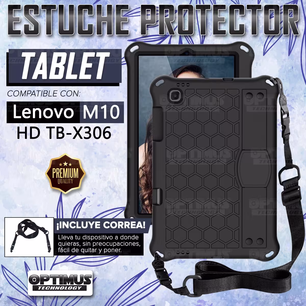Kit Vidrio templado + Case Protector con correa + Teclado Touchpad Bluetooth Tablet Lenovo M10 HD TB-X306
