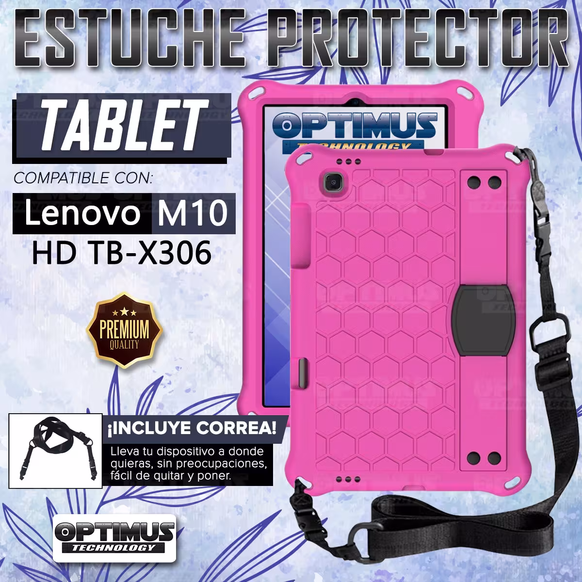 Kit Vidrio templado + Case Protector con correa + Teclado Touchpad Bluetooth Tablet Lenovo M10 HD TB-X306