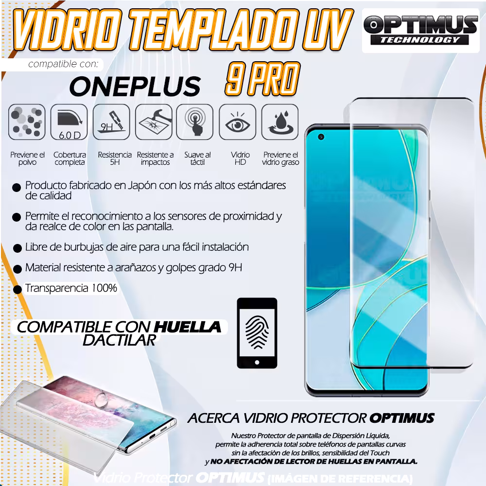 Kit Vidrio UV templado y Estuche Case Protector Oneplus 9 Pro