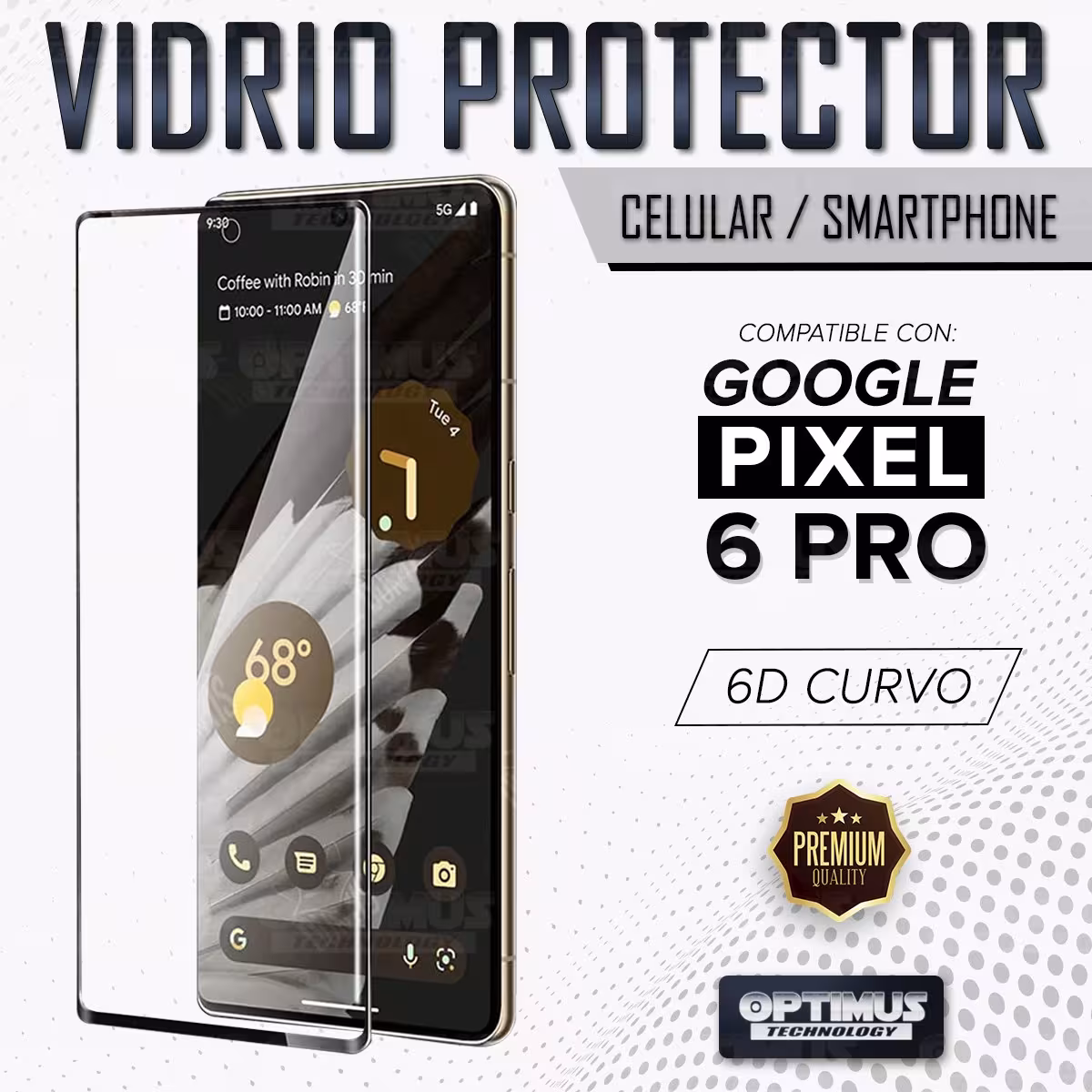 Vidrio Cristal Templado Protector curvo 6D para celular smartphone Google Pixel 6 Pro
