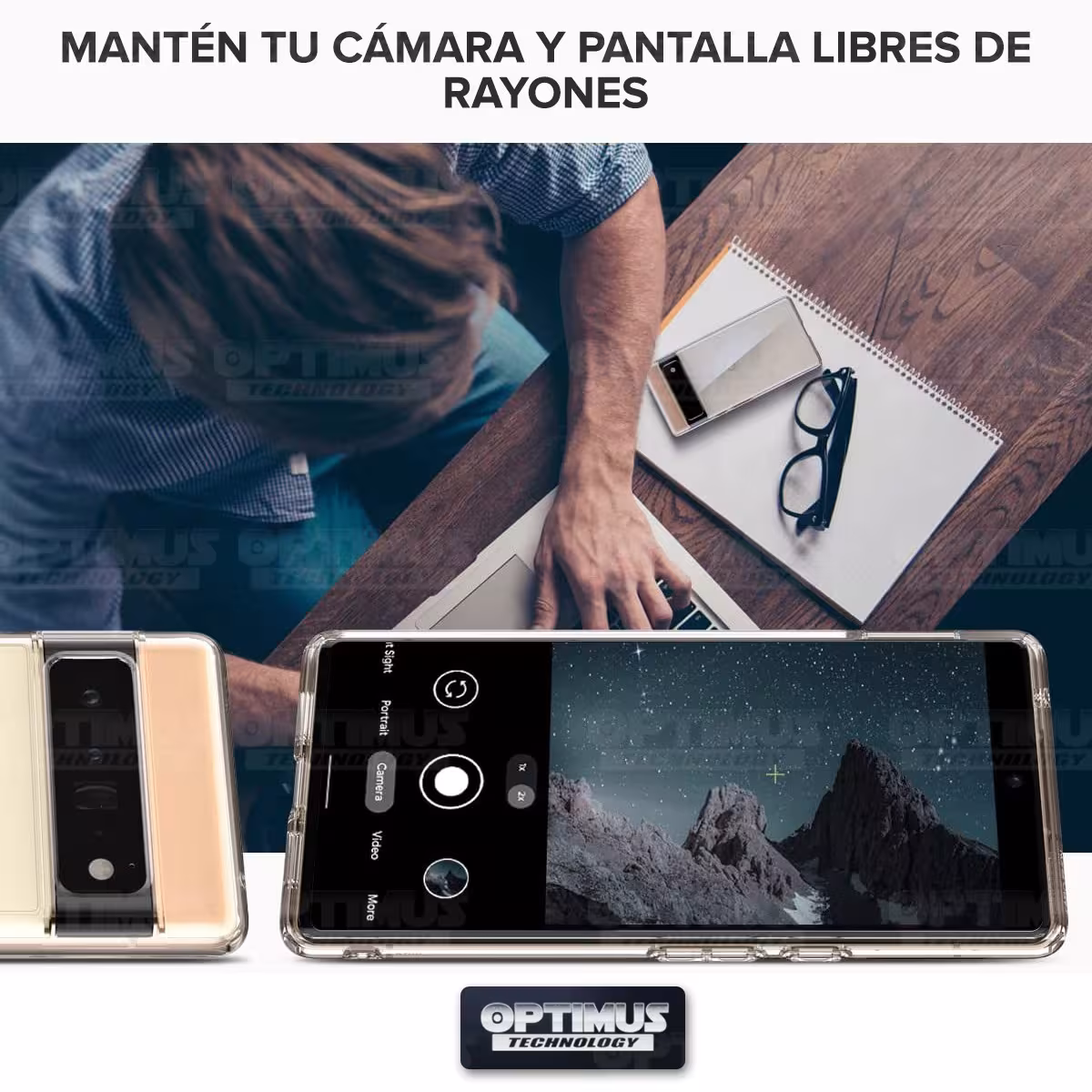 Kit Vidrio templado curvo 6D y Estuche Case Forro Protector para celular Google Pixel 6 Pro