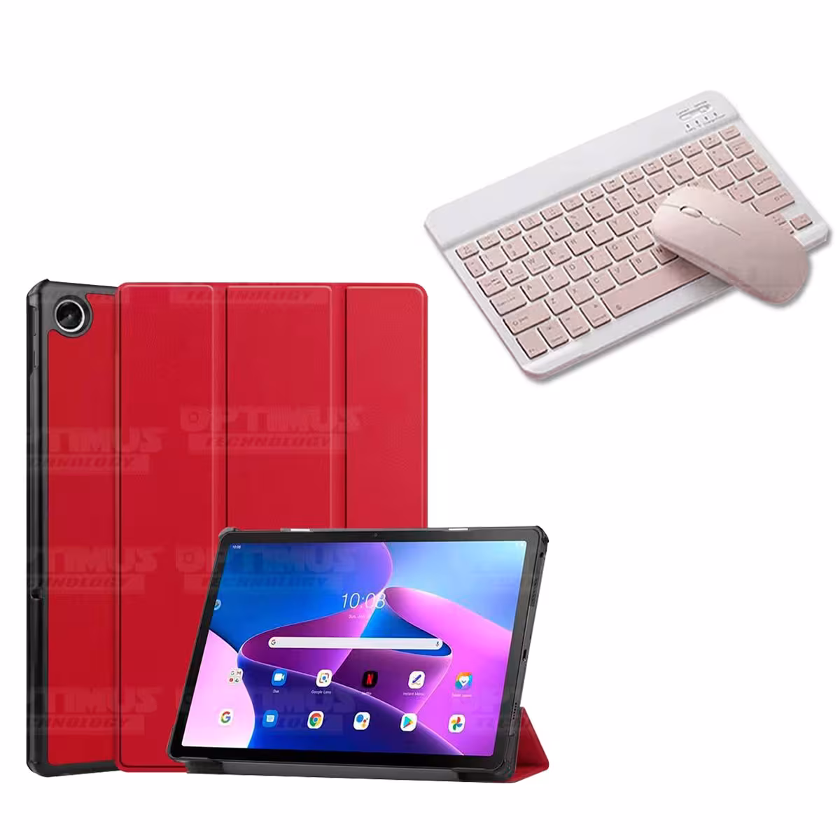Kit Case Forro Protector + Teclado y Mouse Ratón Bluetooth para Tablet Lenovo Tab M10 Plus 3era Gen 10.6 2022 TB-125FU / TB-128F
