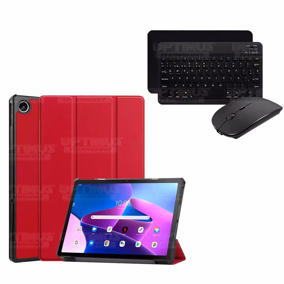 Kit Case Forro Protector + Teclado y Mouse Ratón Bluetooth para Tablet Lenovo Tab M10 Plus 3era Gen 10.6 2022 TB-125FU / TB-128F