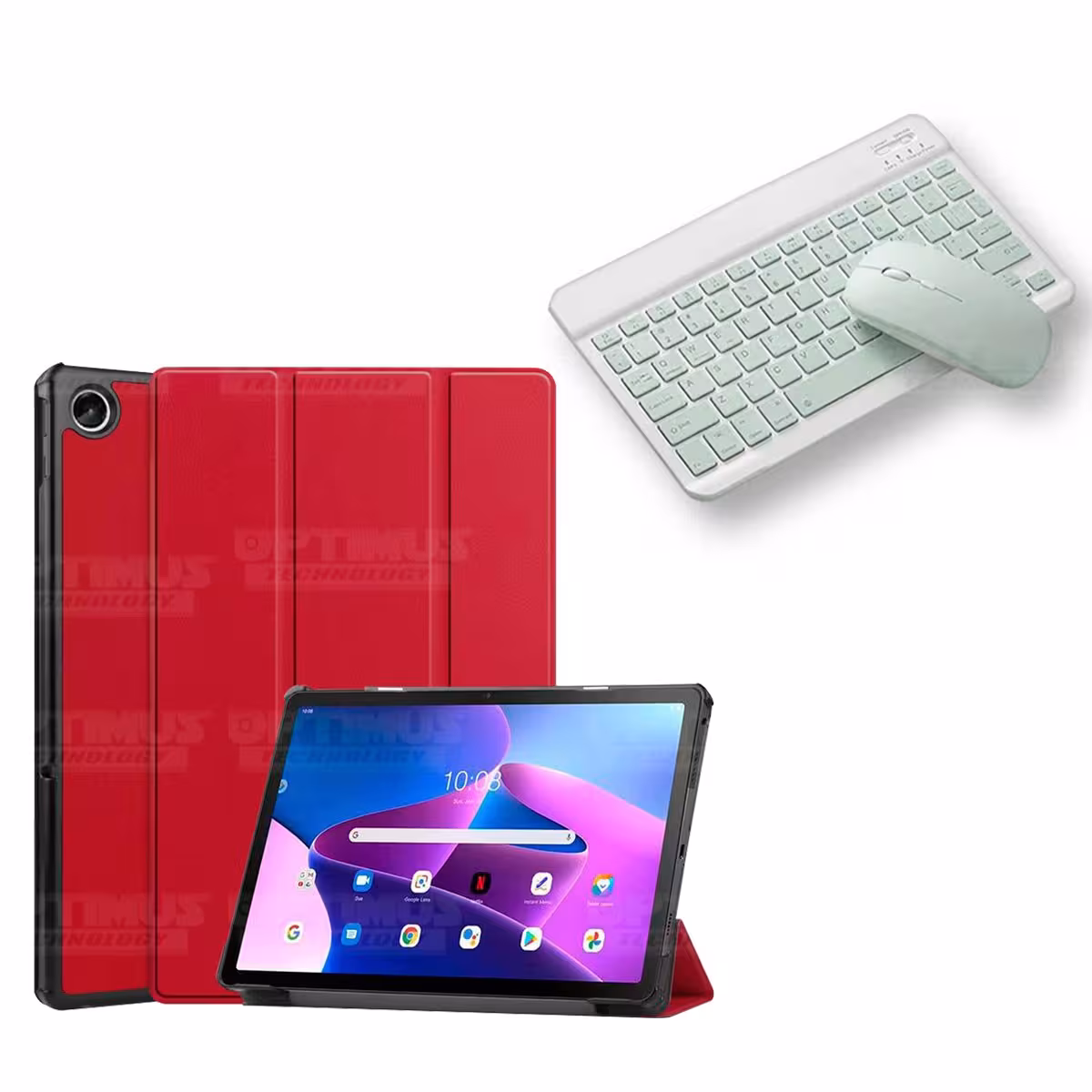 Kit Case Forro Protector + Teclado y Mouse Ratón Bluetooth para Tablet Lenovo Tab M10 Plus 3era Gen 10.6 2022 TB-125FU / TB-128F