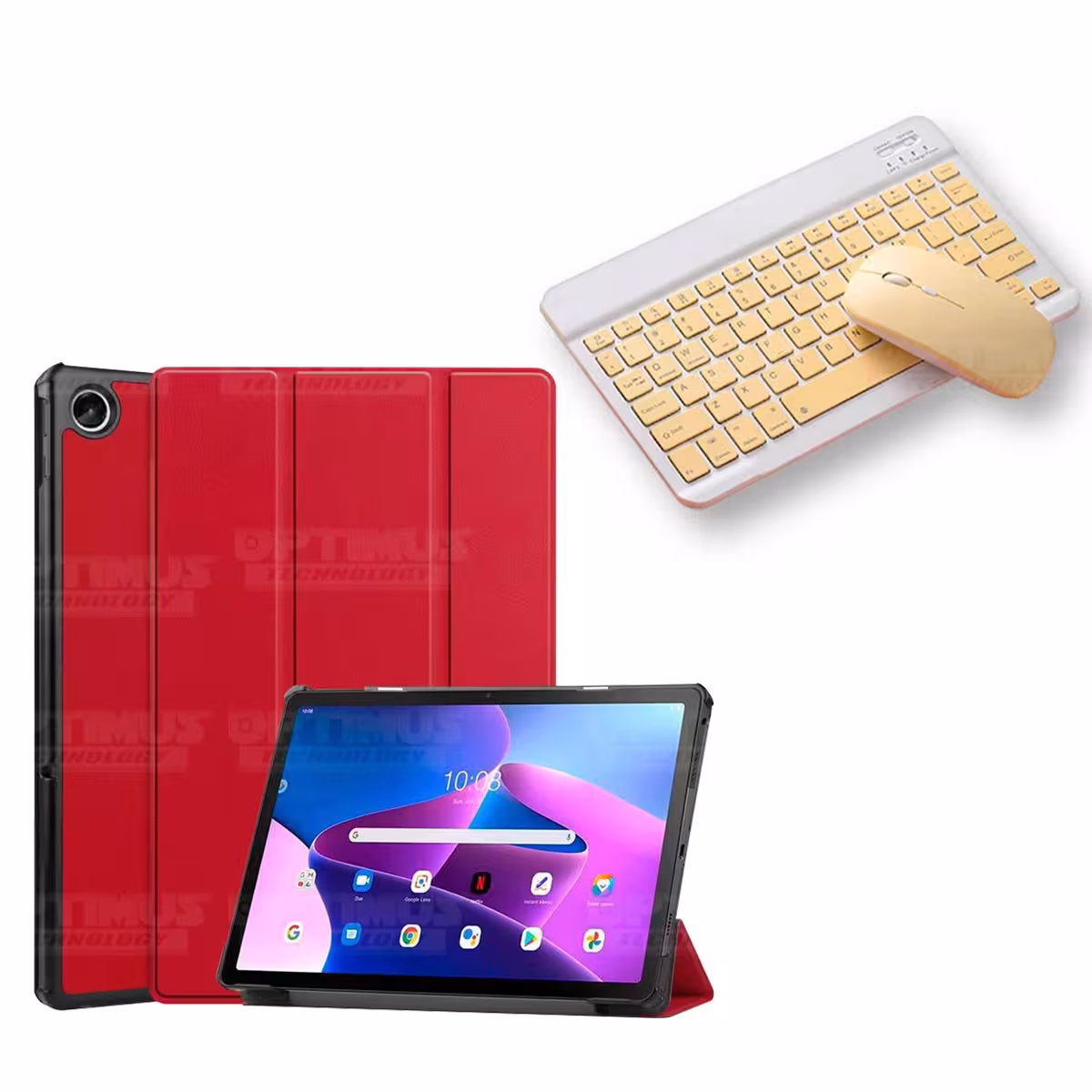 Kit Case Forro Protector + Teclado y Mouse Ratón Bluetooth para Tablet Lenovo Tab M10 Plus 3era Gen 10.6 2022 TB-125FU / TB-128F