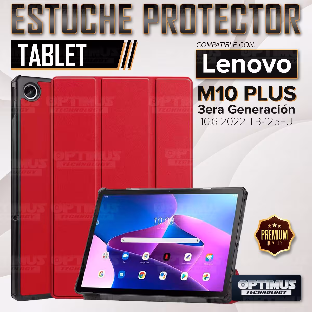 Kit Case Forro Protector + Teclado y Mouse Ratón Bluetooth para Tablet Lenovo Tab M10 Plus 3era Gen 10.6 2022 TB-125FU / TB-128F