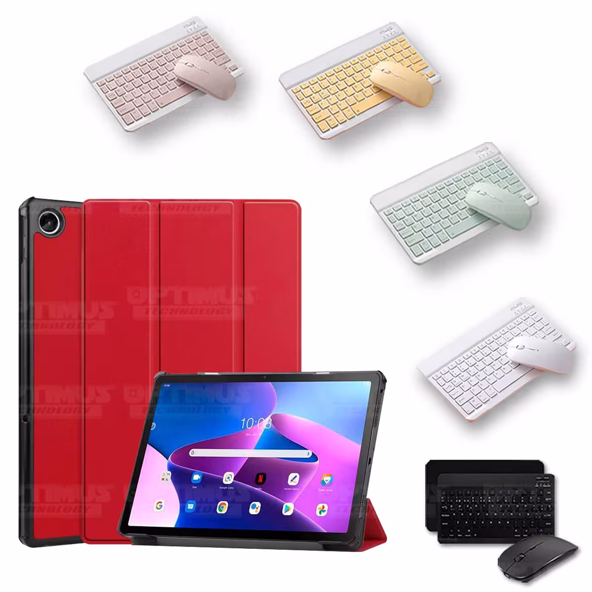 Kit Case Forro Protector + Teclado y Mouse Ratón Bluetooth para Tablet Lenovo Tab M10 Plus 3era Gen 10.6 2022 TB-125FU / TB-128F