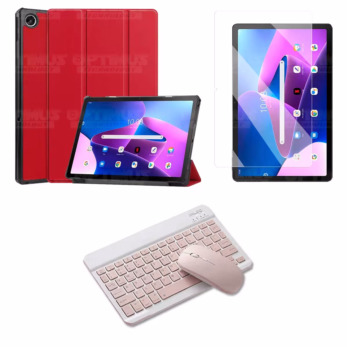Kit Vidrio templado + Case Protector + Teclado y Mouse Bluetooth Tablet Lenovo Tab M10 Plus 3era Gen 10.6 2022 TB-125FU