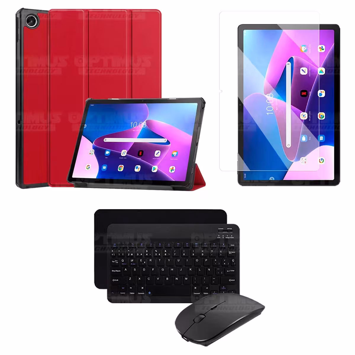 Kit Vidrio templado + Case Protector + Teclado y Mouse Bluetooth Tablet Lenovo Tab M10 Plus 3era Gen 10.6 2022 TB-125FU