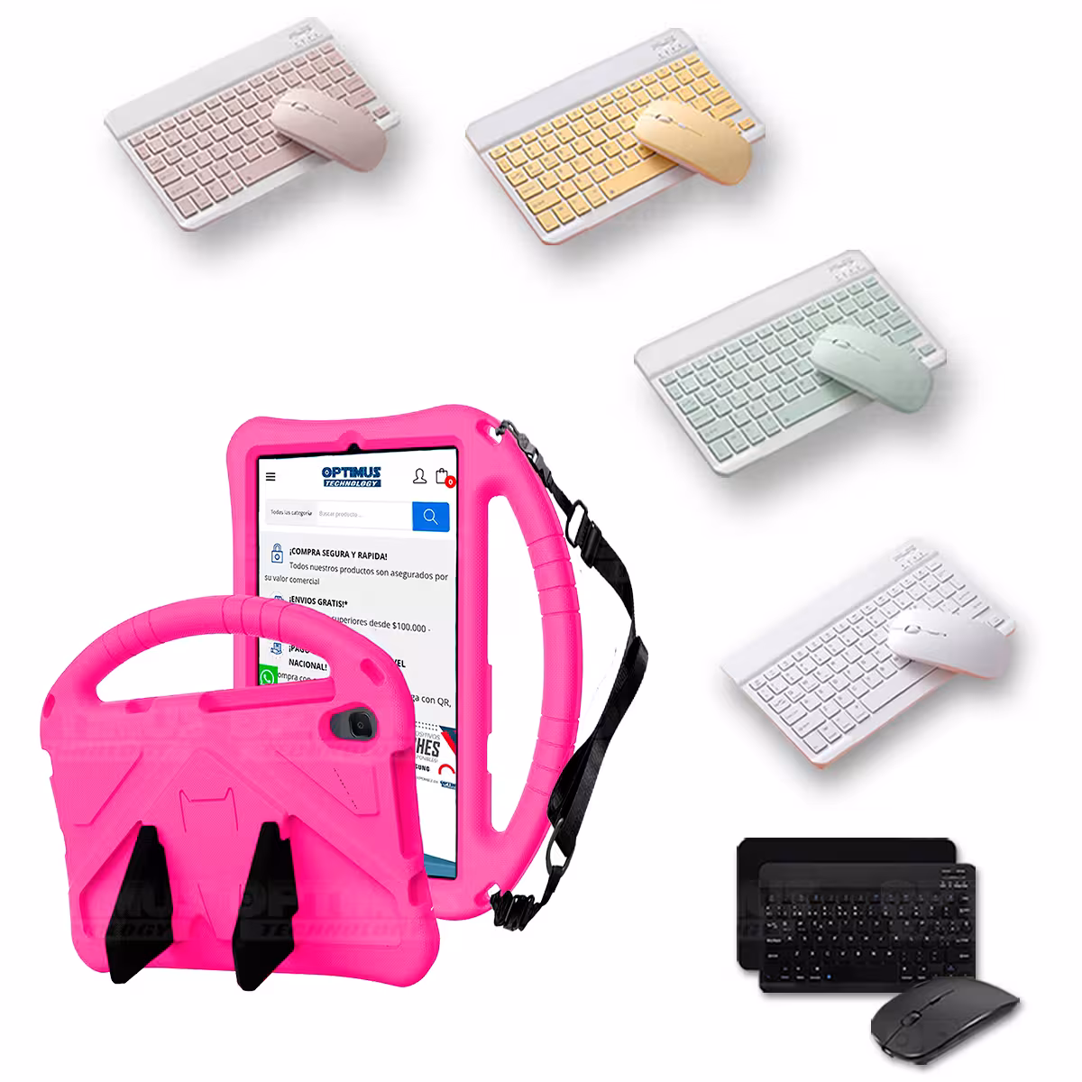 Case Forro Protector con correa + Teclado y Mouse Ratón Bluetooth para Tablet Lenovo M8 X8505f
