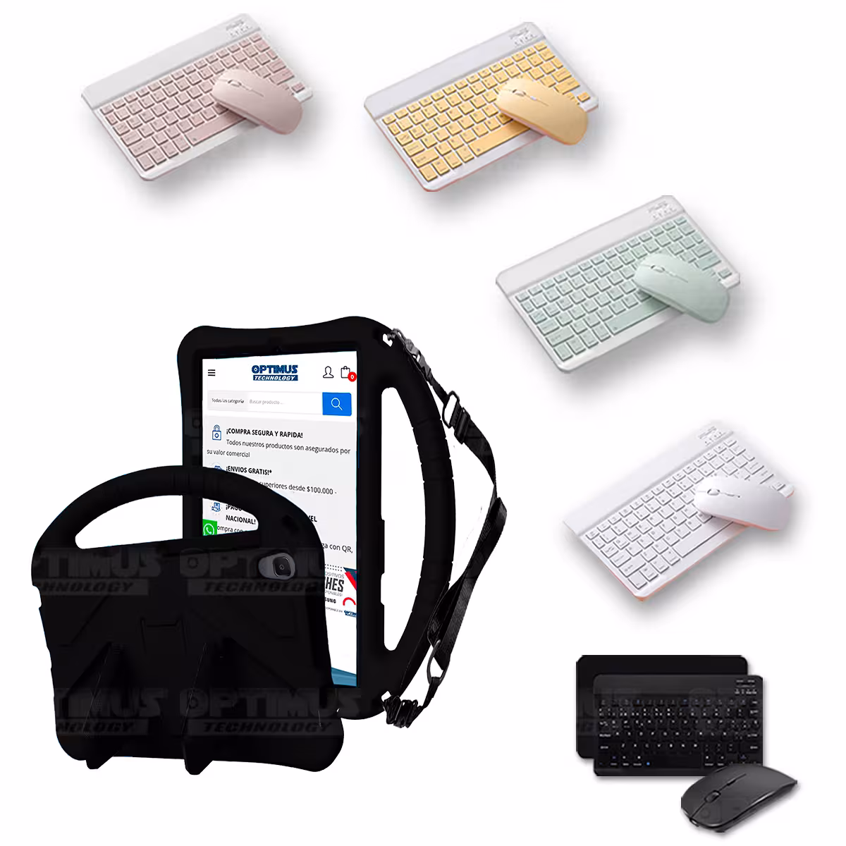 Case Forro Protector con correa + Teclado y Mouse Ratón Bluetooth para Tablet Lenovo M8 X8505f