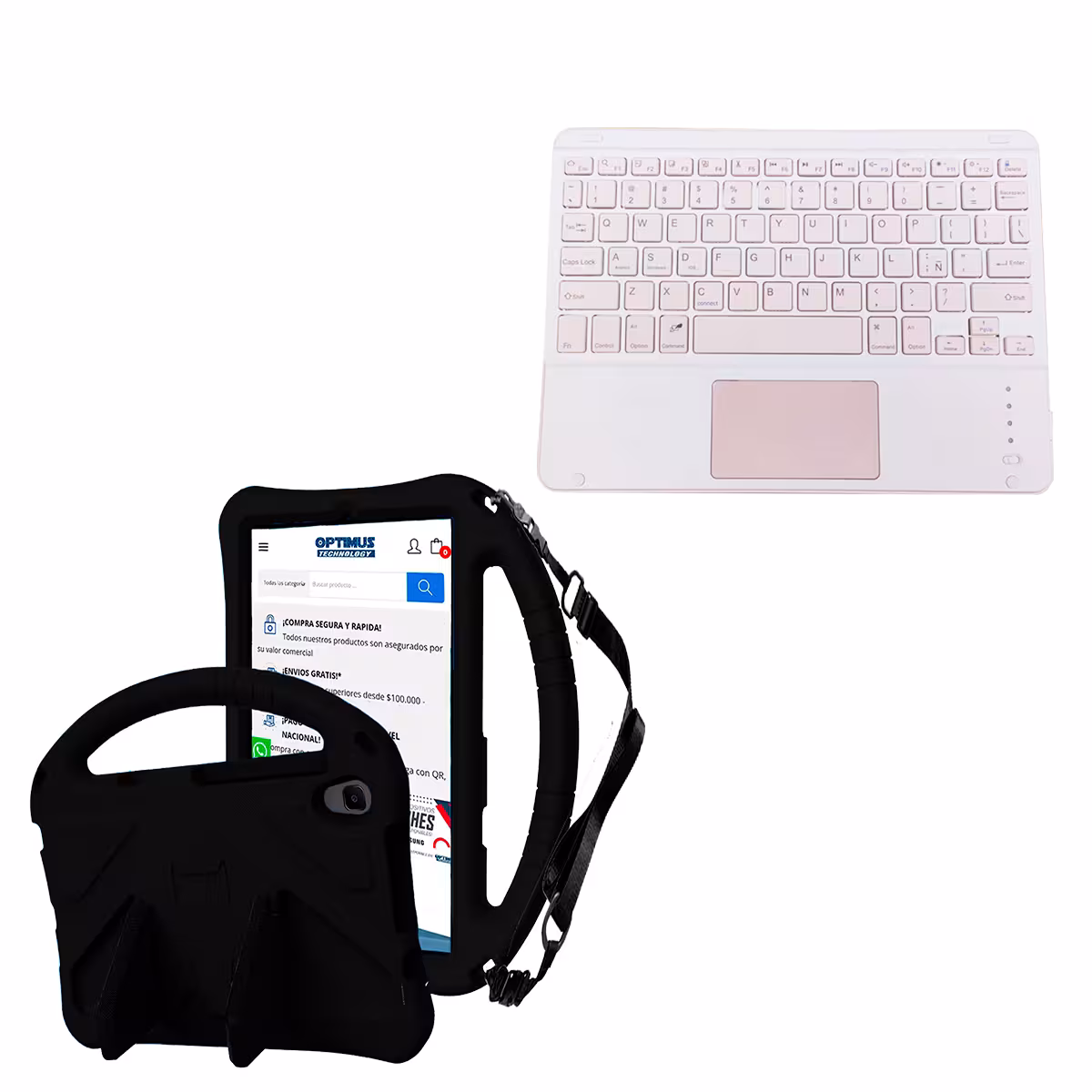 Kit Case Protector con correa + Teclado Mouse Touchpad Bluetooth para Tablet Lenovo M8 X8505f