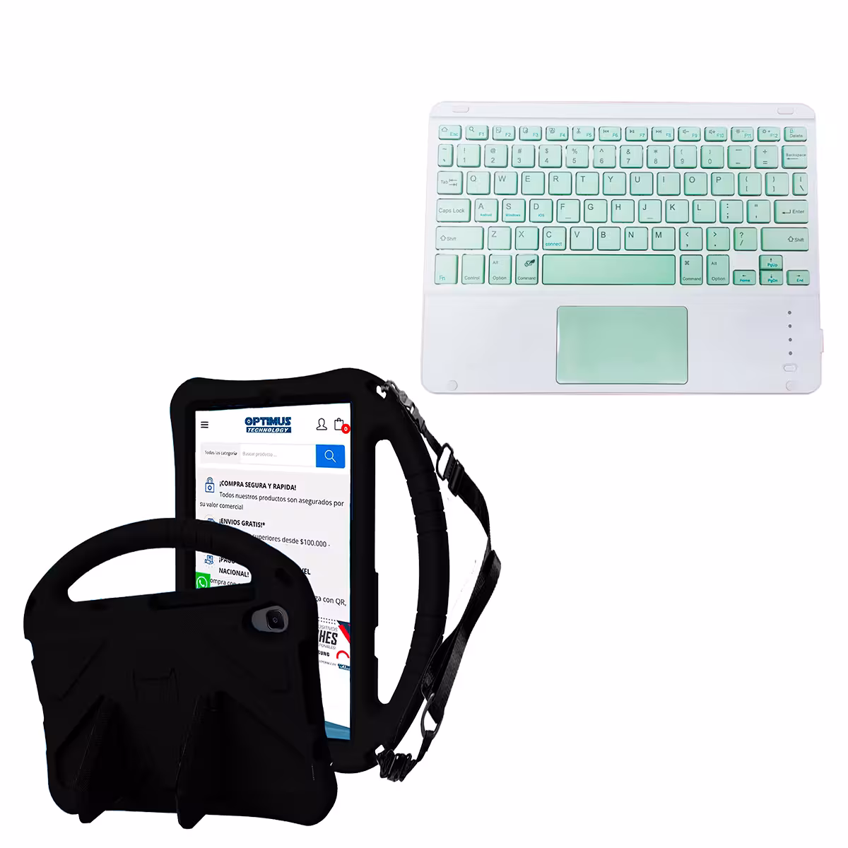 Kit Case Protector con correa + Teclado Mouse Touchpad Bluetooth para Tablet Lenovo M8 X8505f