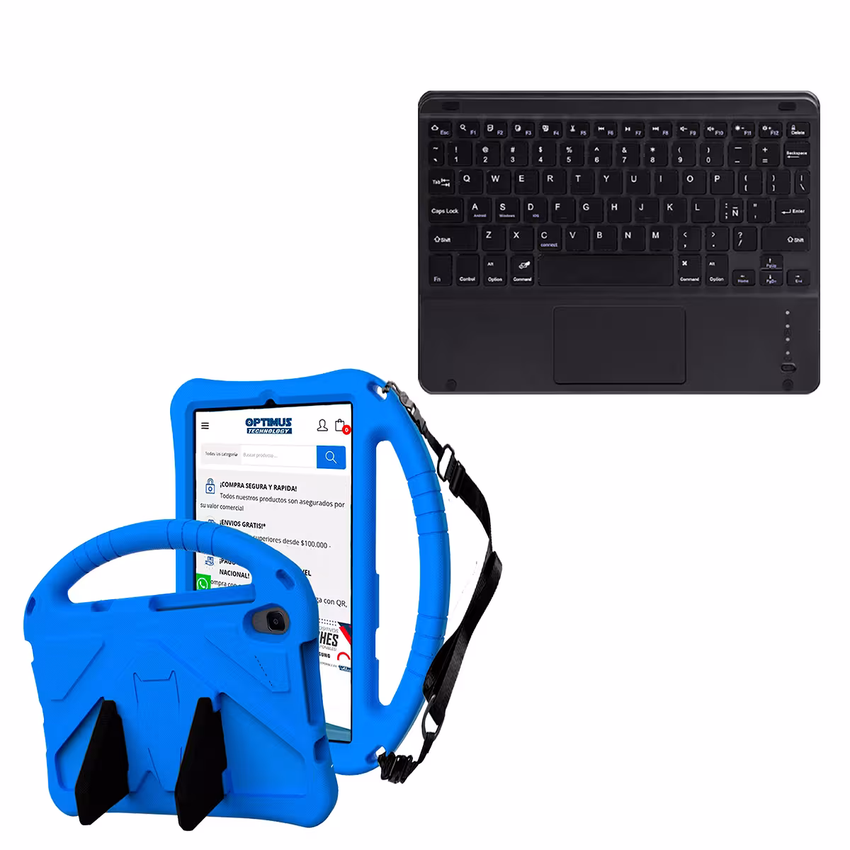 Kit Case Protector con correa + Teclado Mouse Touchpad Bluetooth para Tablet Lenovo M8 X8505f