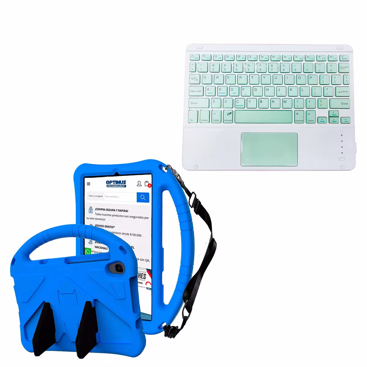 Kit Case Protector con correa + Teclado Mouse Touchpad Bluetooth para Tablet Lenovo M8 X8505f