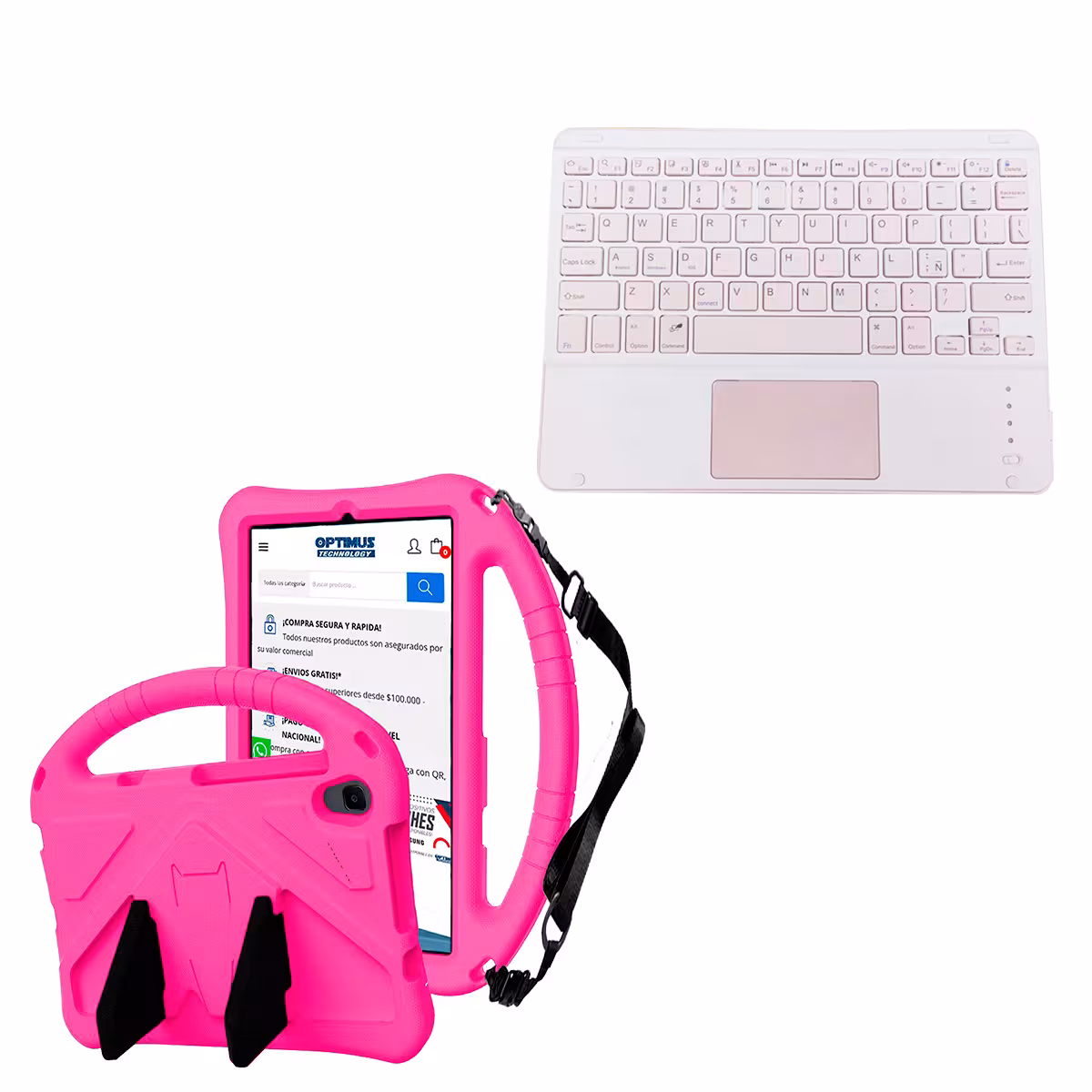 Kit Case Protector con correa + Teclado Mouse Touchpad Bluetooth para Tablet Lenovo M8 X8505f