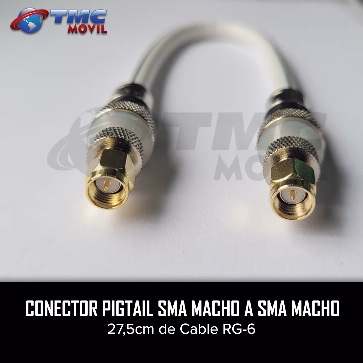 TMC MÓVIL Conector PIGTAIL SMA Macho a SMA Macho ( x2 SMA Male ) Cable RG-6 27,5cm Ultra Baja Perdida