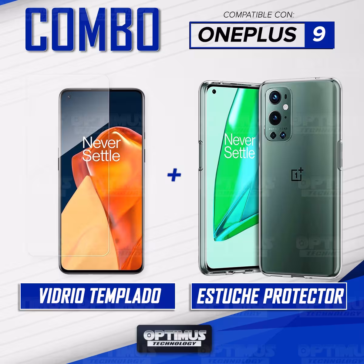 Kit Vidrio Cristal templado y Estuche Case Forro Protector para Celular Smartphone OnePlus 9