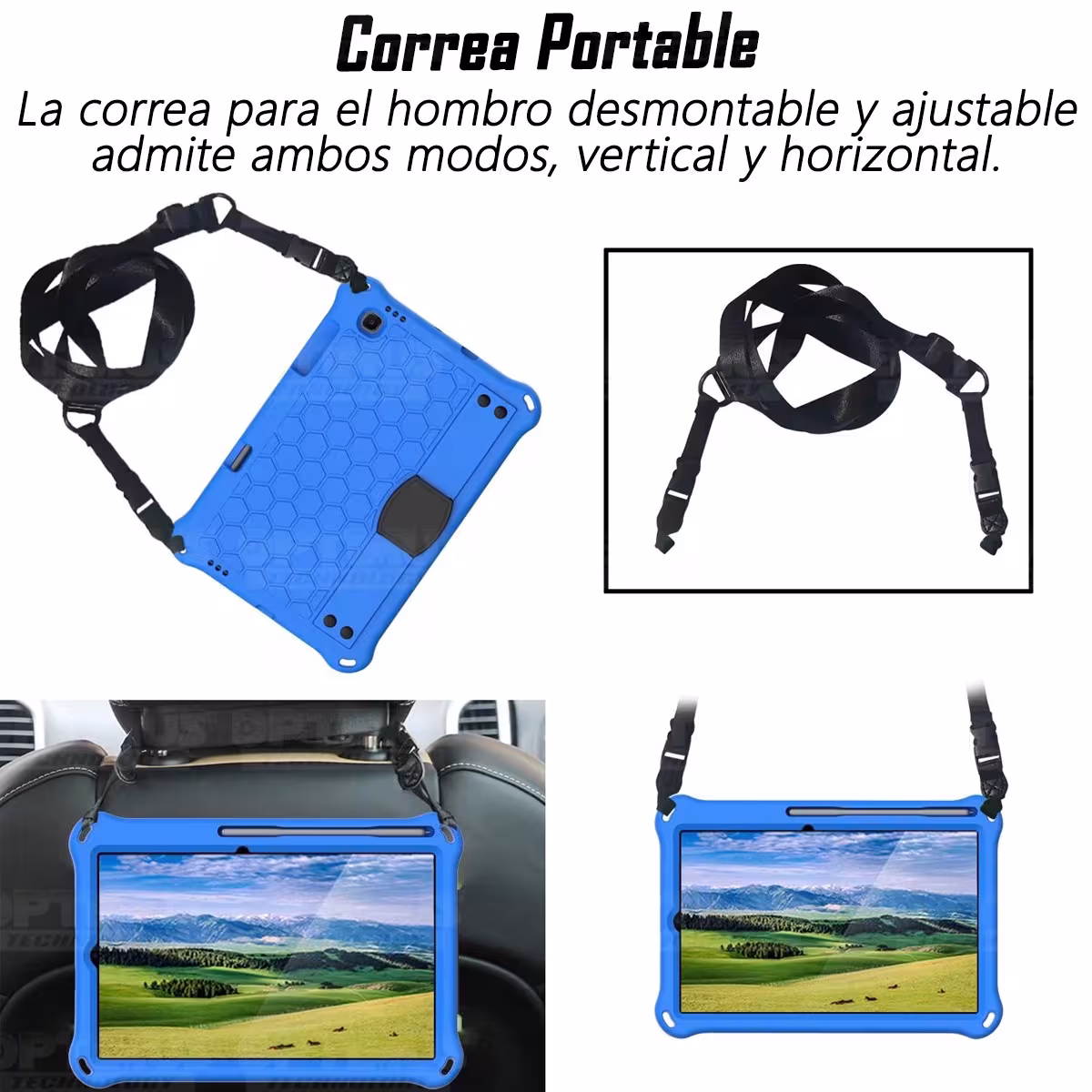 Kit Vidrio Cristal Templado Y Estuche Protector Anti golpes con Correa para Tablet Samsung Galaxy Tab S6 Lite 10.4 2022 P619
