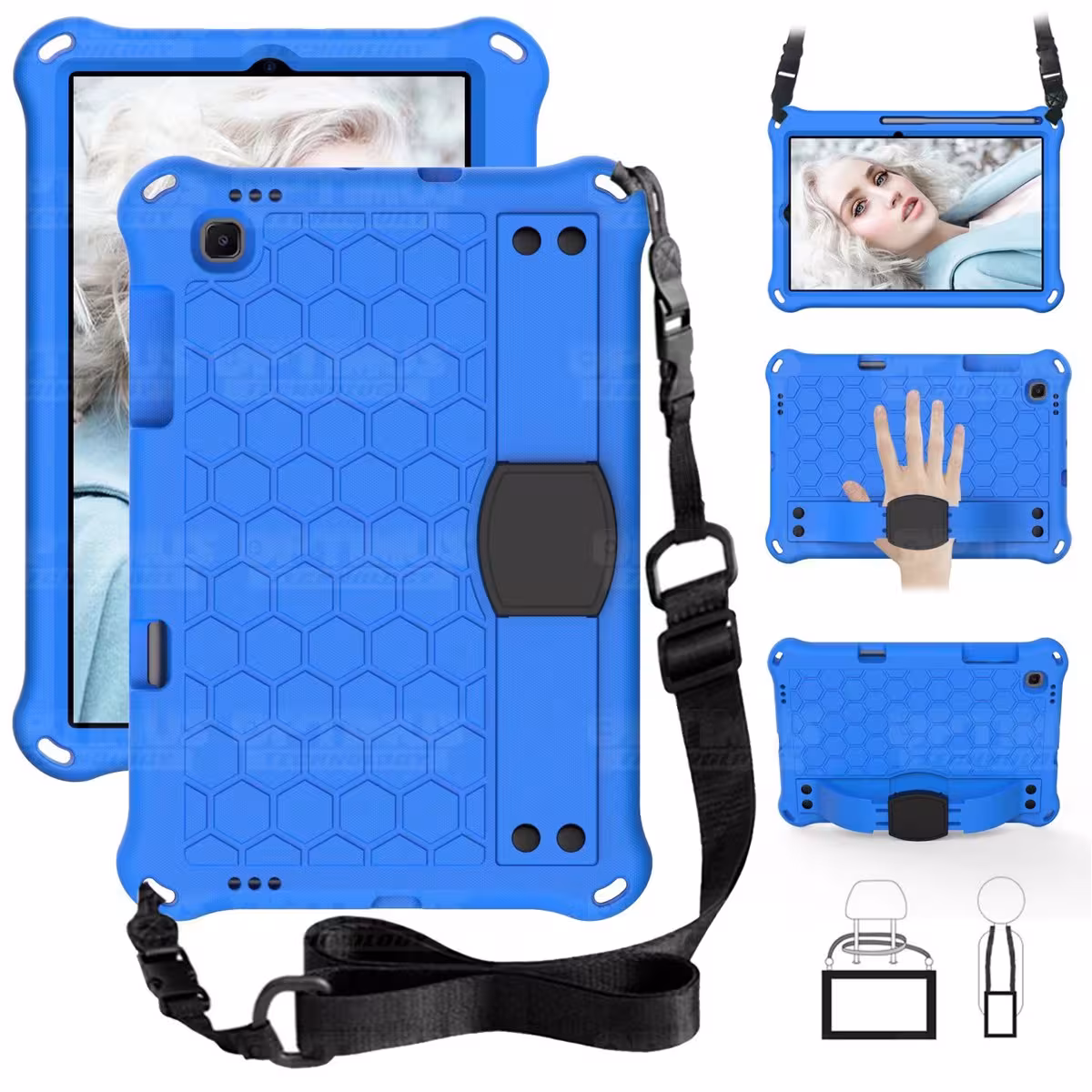 Kit Vidrio Cristal Templado Y Estuche Protector Anti golpes con Correa para Tablet Samsung Galaxy Tab S6 Lite 10.4 2022 P619