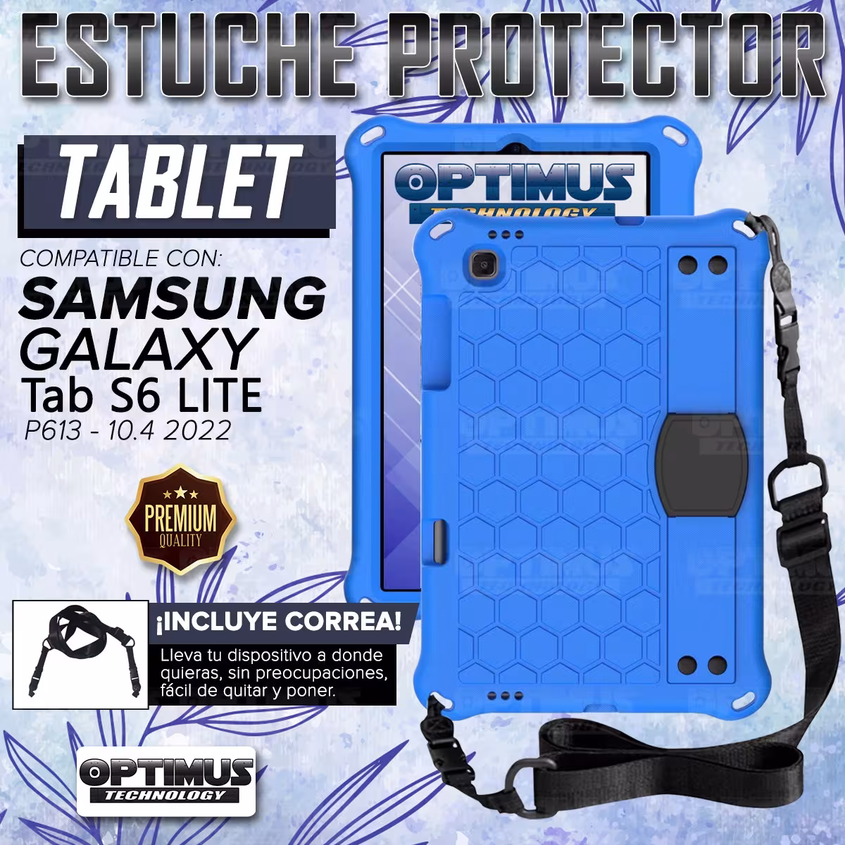 Kit Vidrio Cristal Templado Y Estuche Protector Anti golpes con Correa para Tablet Samsung Galaxy Tab S6 Lite 10.4 2022 P619