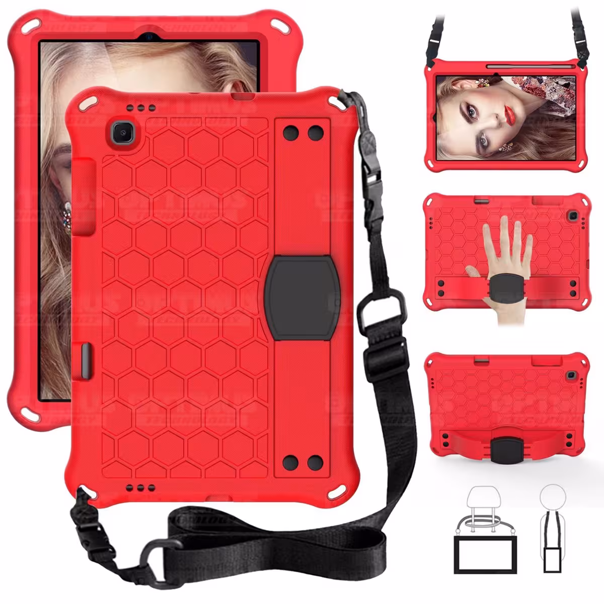 Kit Vidrio Cristal Templado Y Estuche Protector Anti golpes con Correa para Tablet Samsung Galaxy Tab S6 Lite 10.4 2022 P619