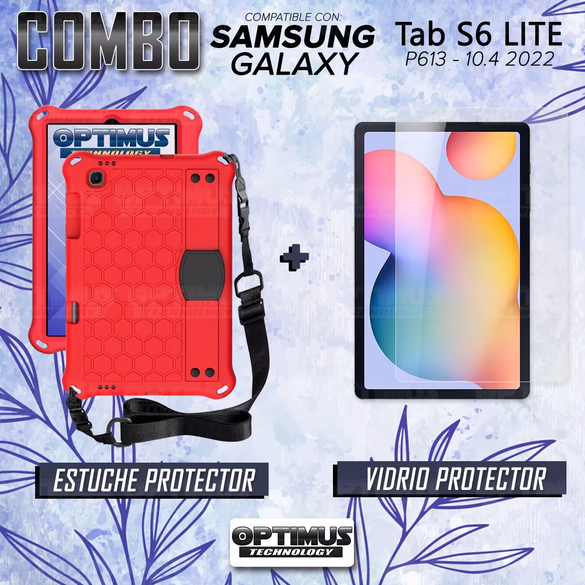 Kit Vidrio Cristal Templado Y Estuche Protector Anti golpes con Correa para Tablet Samsung Galaxy Tab S6 Lite 10.4 2022 P619