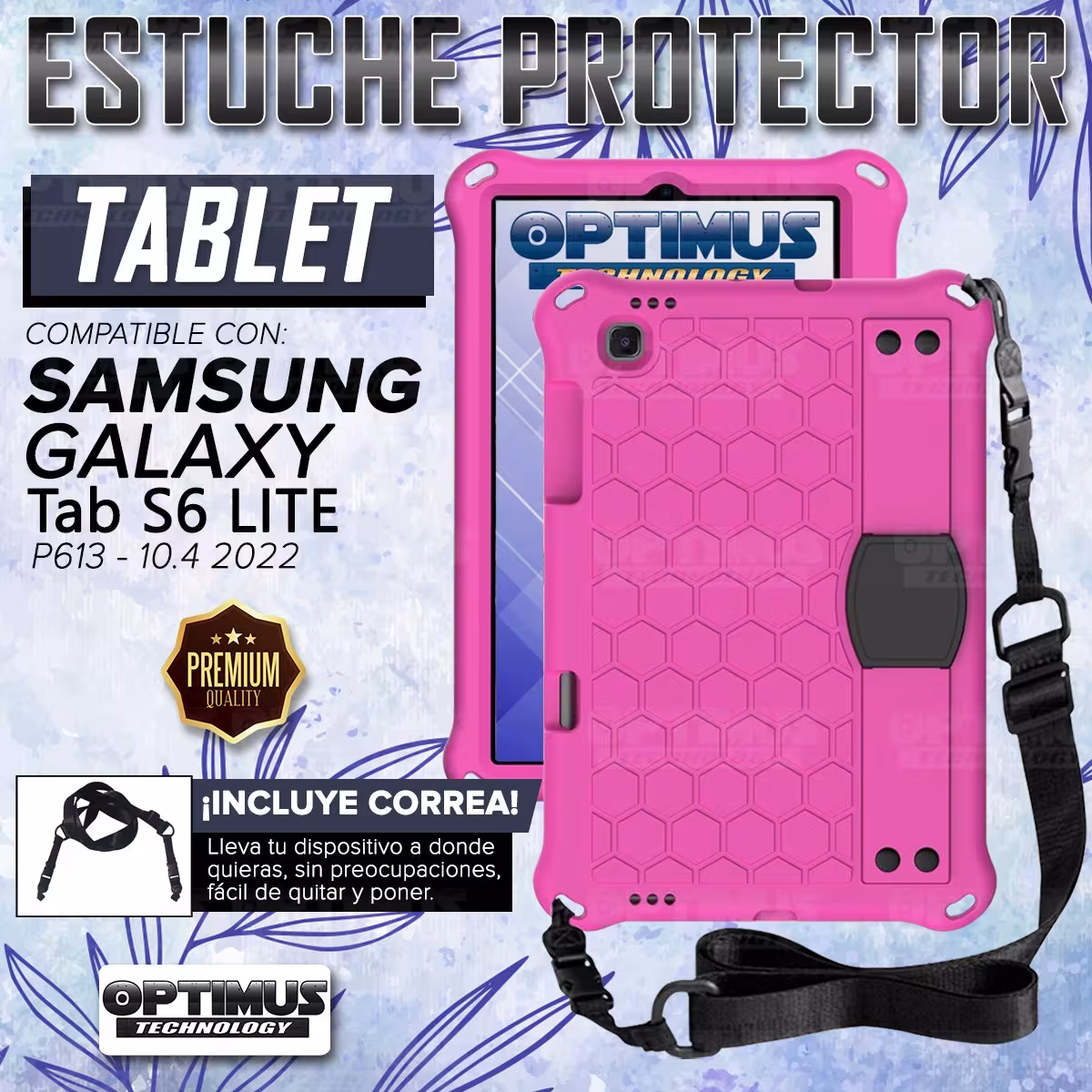 Kit Vidrio Cristal Templado Y Estuche Protector Anti golpes con Correa para Tablet Samsung Galaxy Tab S6 Lite 10.4 2022 P619