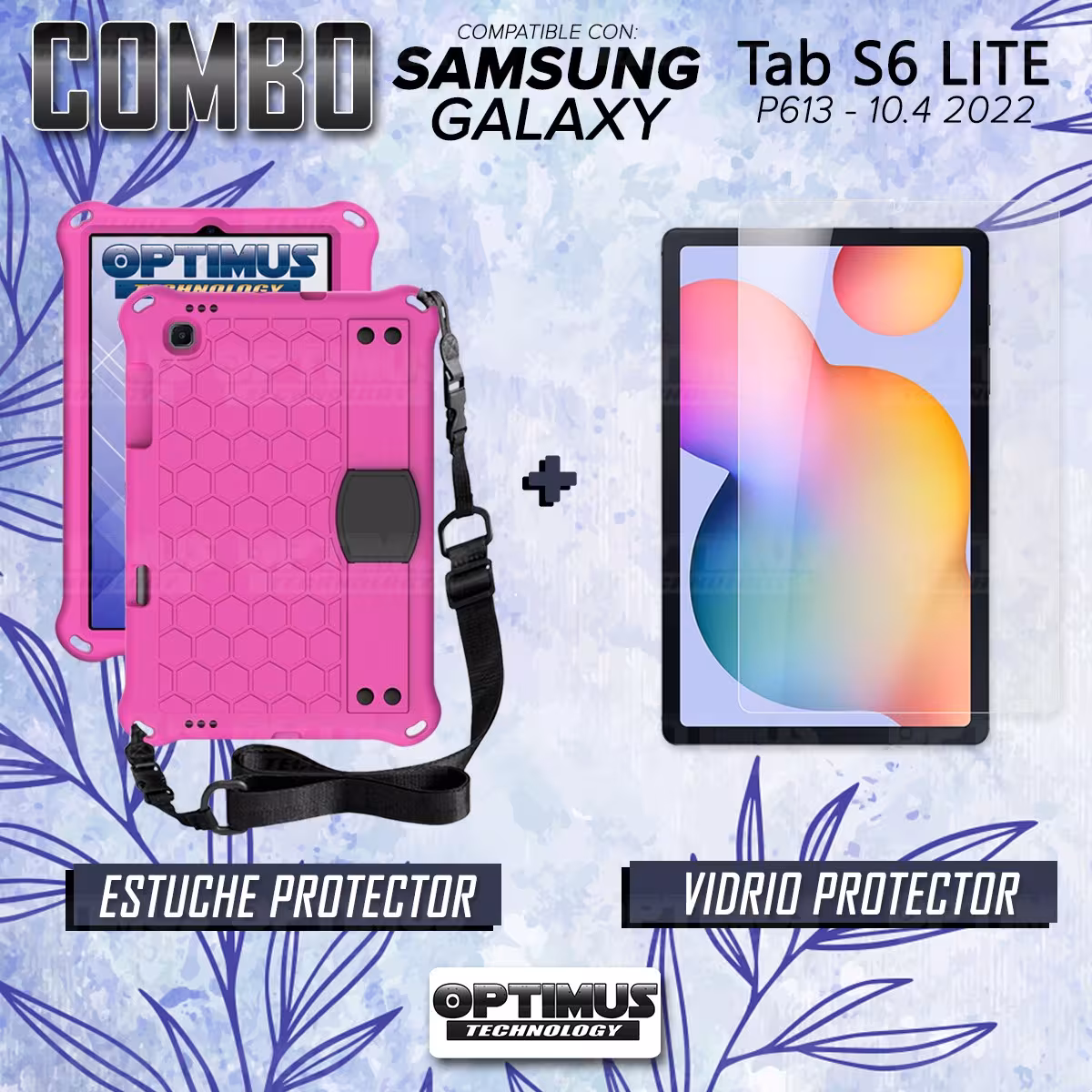 Kit Vidrio Cristal Templado Y Estuche Protector Anti golpes con Correa para Tablet Samsung Galaxy Tab S6 Lite 10.4 2022 P619