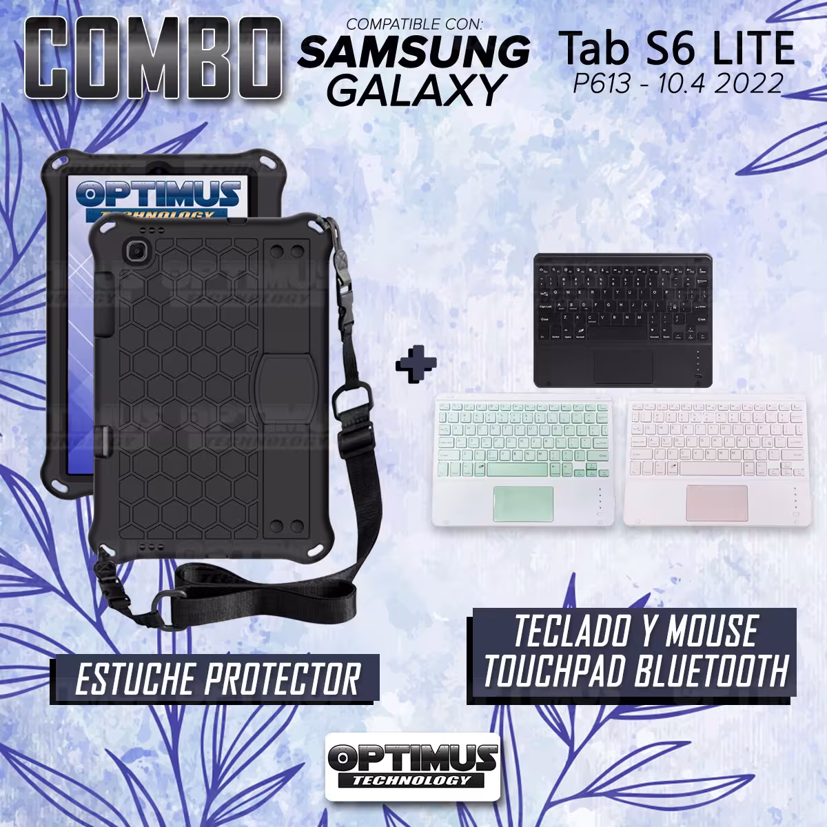 Kit Case Protector con correa + Teclado Mouse Touchpad Bluetooth para Tablet Samsung Galaxy Tab S6 Lite 10.4 2022 P619 - P613