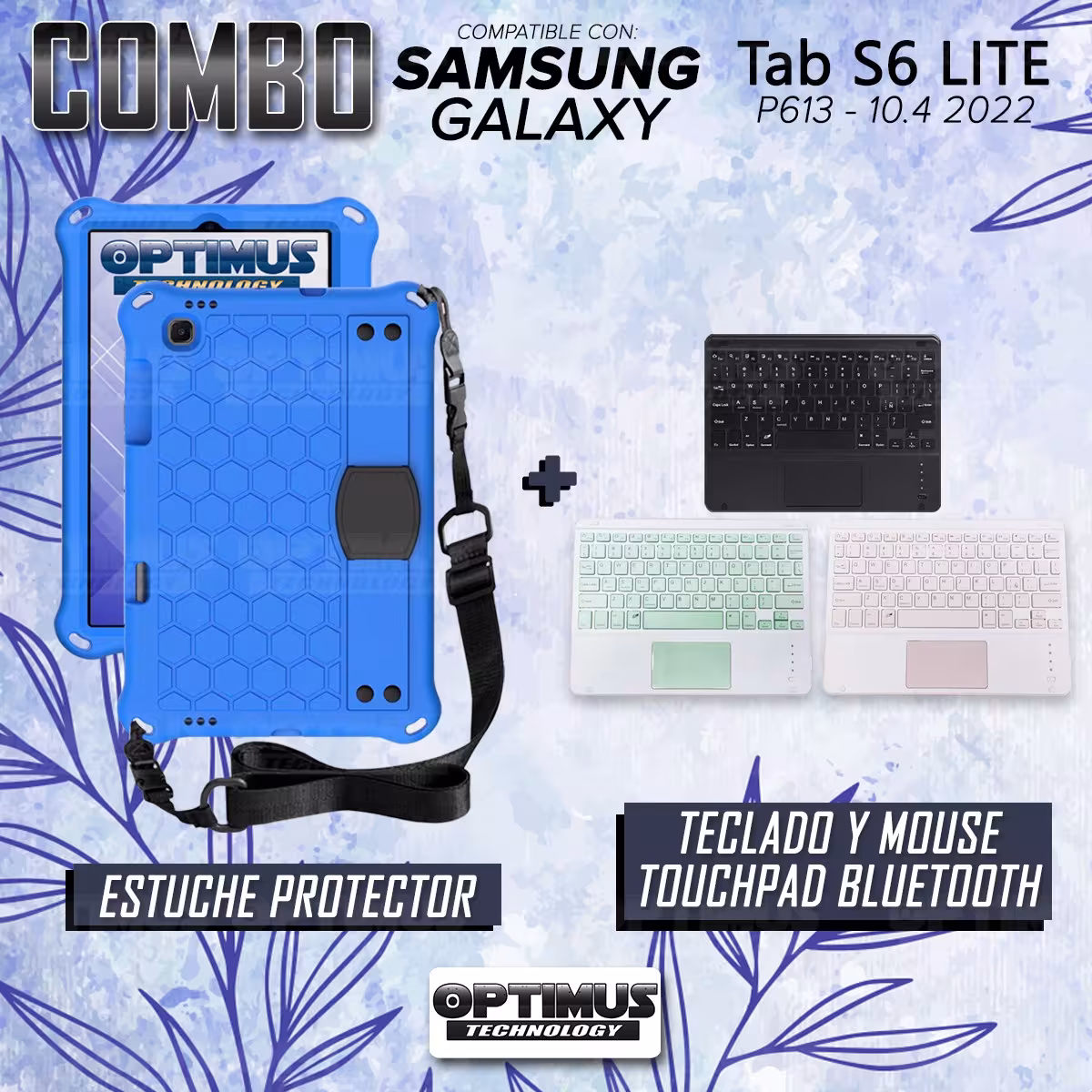 Kit Case Protector con correa + Teclado Mouse Touchpad Bluetooth para Tablet Samsung Galaxy Tab S6 Lite 10.4 2022 P619 - P613