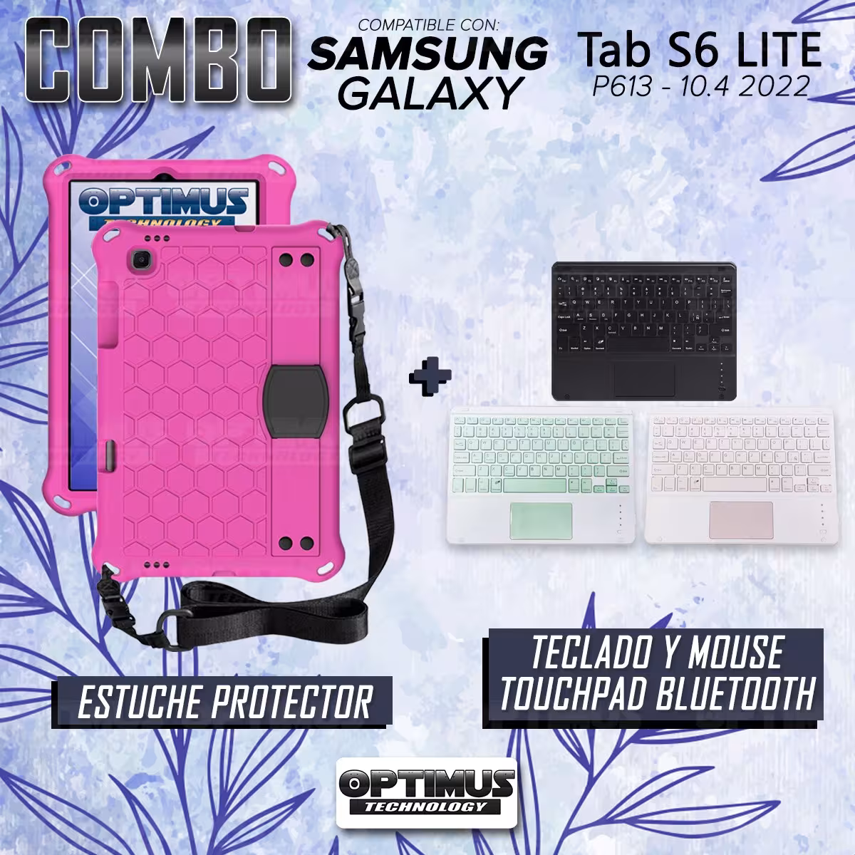 Kit Case Protector con correa + Teclado Mouse Touchpad Bluetooth para Tablet Samsung Galaxy Tab S6 Lite 10.4 2022 P619 - P613