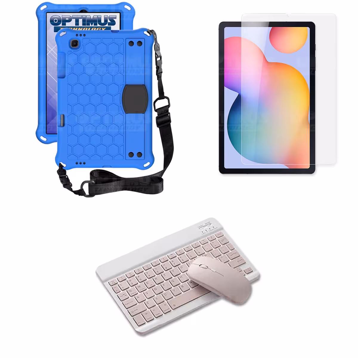 Kit Vidrio templado + Case Protector con correa + Teclado y Mouse Bluetooth Tablet Samsung Galaxy Tab S6 Lite 10.4 2022 P619