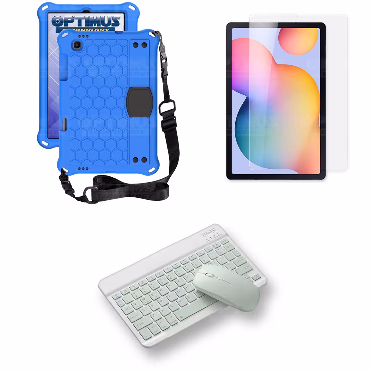 Kit Vidrio templado + Case Protector con correa + Teclado y Mouse Bluetooth Tablet Samsung Galaxy Tab S6 Lite 10.4 2022 P619