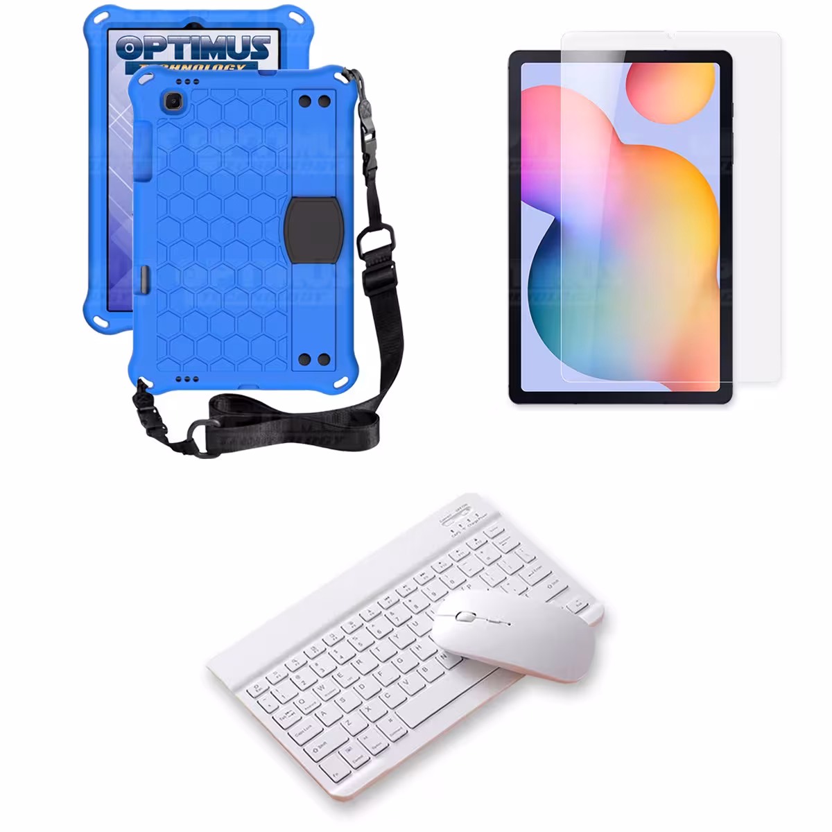 Kit Vidrio templado + Case Protector con correa + Teclado y Mouse Bluetooth Tablet Samsung Galaxy Tab S6 Lite 10.4 2022 P619