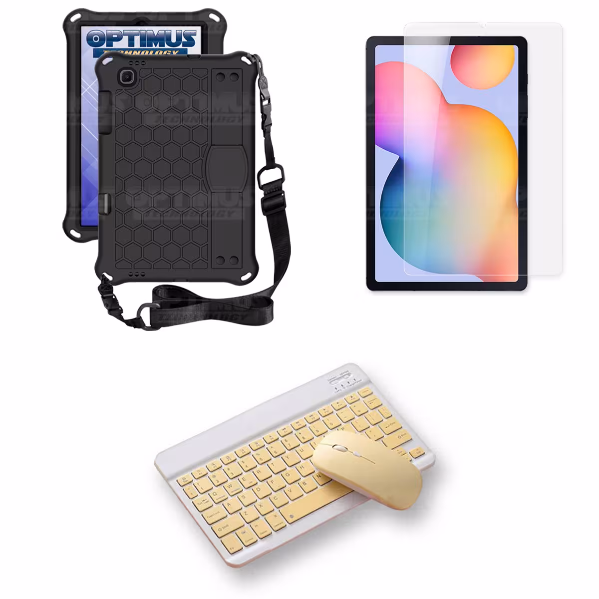 Kit Vidrio templado + Case Protector con correa + Teclado y Mouse Bluetooth Tablet Samsung Galaxy Tab S6 Lite 10.4 2022 P619