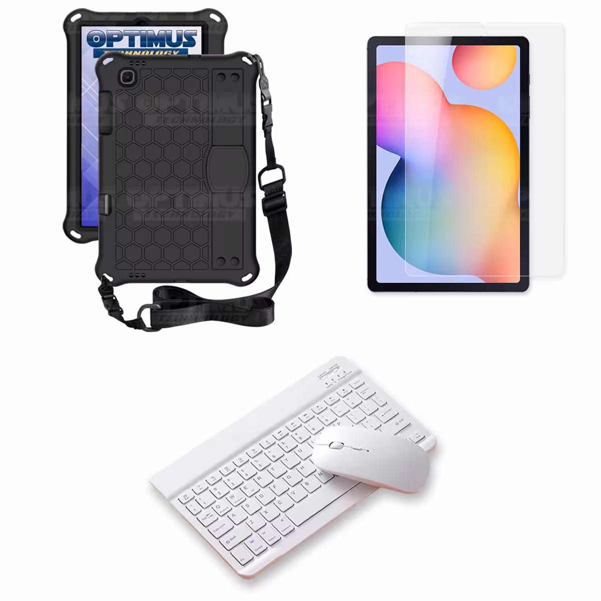 Kit Vidrio templado + Case Protector con correa + Teclado y Mouse Bluetooth Tablet Samsung Galaxy Tab S6 Lite 10.4 2022 P619