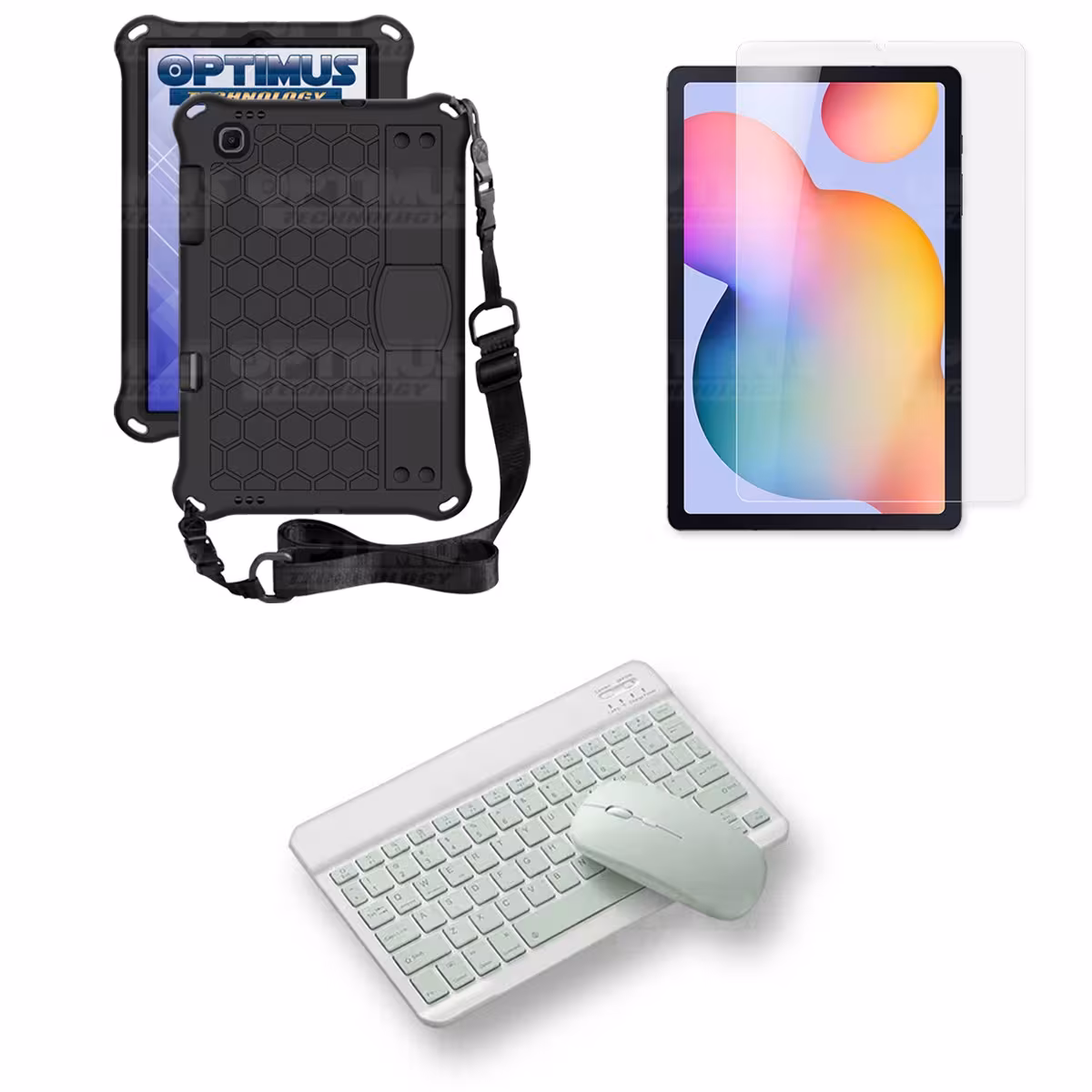 Kit Vidrio templado + Case Protector con correa + Teclado y Mouse Bluetooth Tablet Samsung Galaxy Tab S6 Lite 10.4 2022 P619