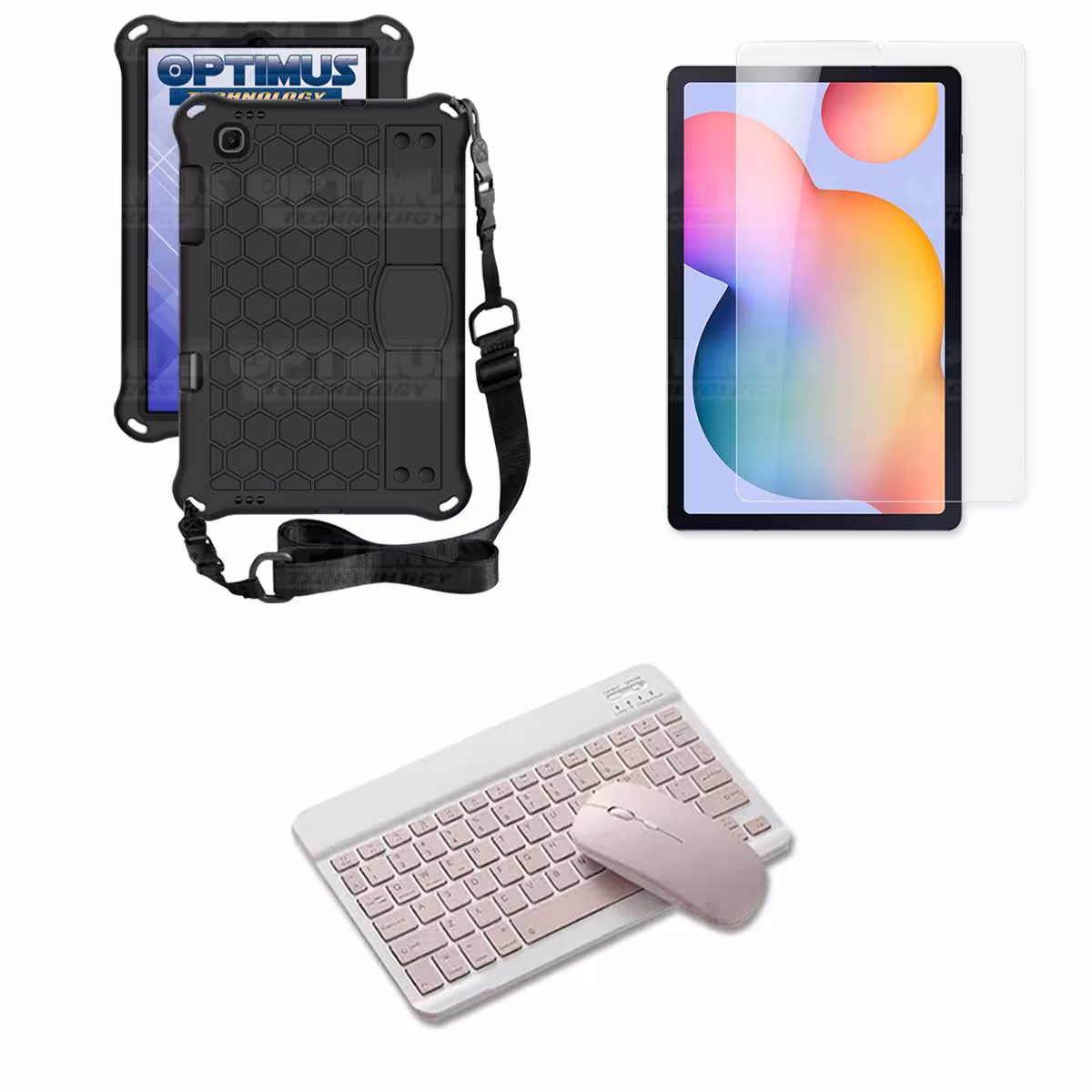 Kit Vidrio templado + Case Protector con correa + Teclado y Mouse Bluetooth Tablet Samsung Galaxy Tab S6 Lite 10.4 2022 P619