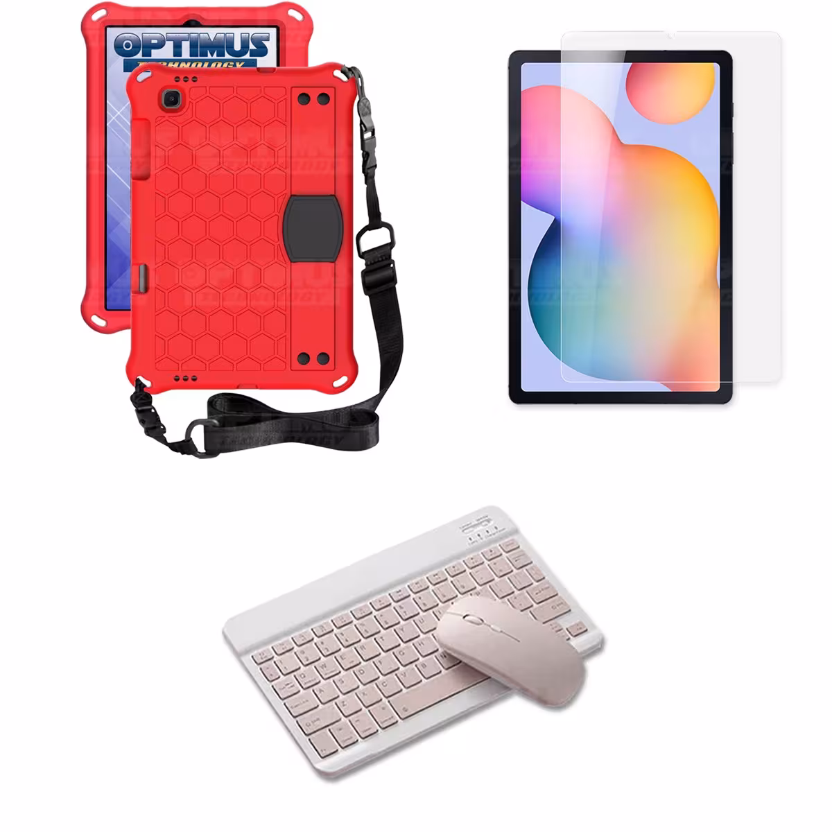 Kit Vidrio templado + Case Protector con correa + Teclado y Mouse Bluetooth Tablet Samsung Galaxy Tab S6 Lite 10.4 2022 P619