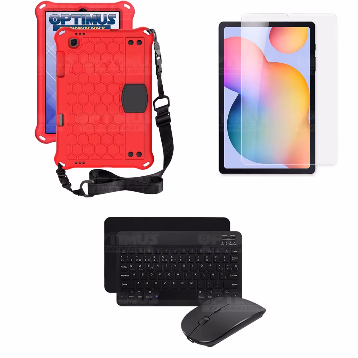 Kit Vidrio templado + Case Protector con correa + Teclado y Mouse Bluetooth Tablet Samsung Galaxy Tab S6 Lite 10.4 2022 P619