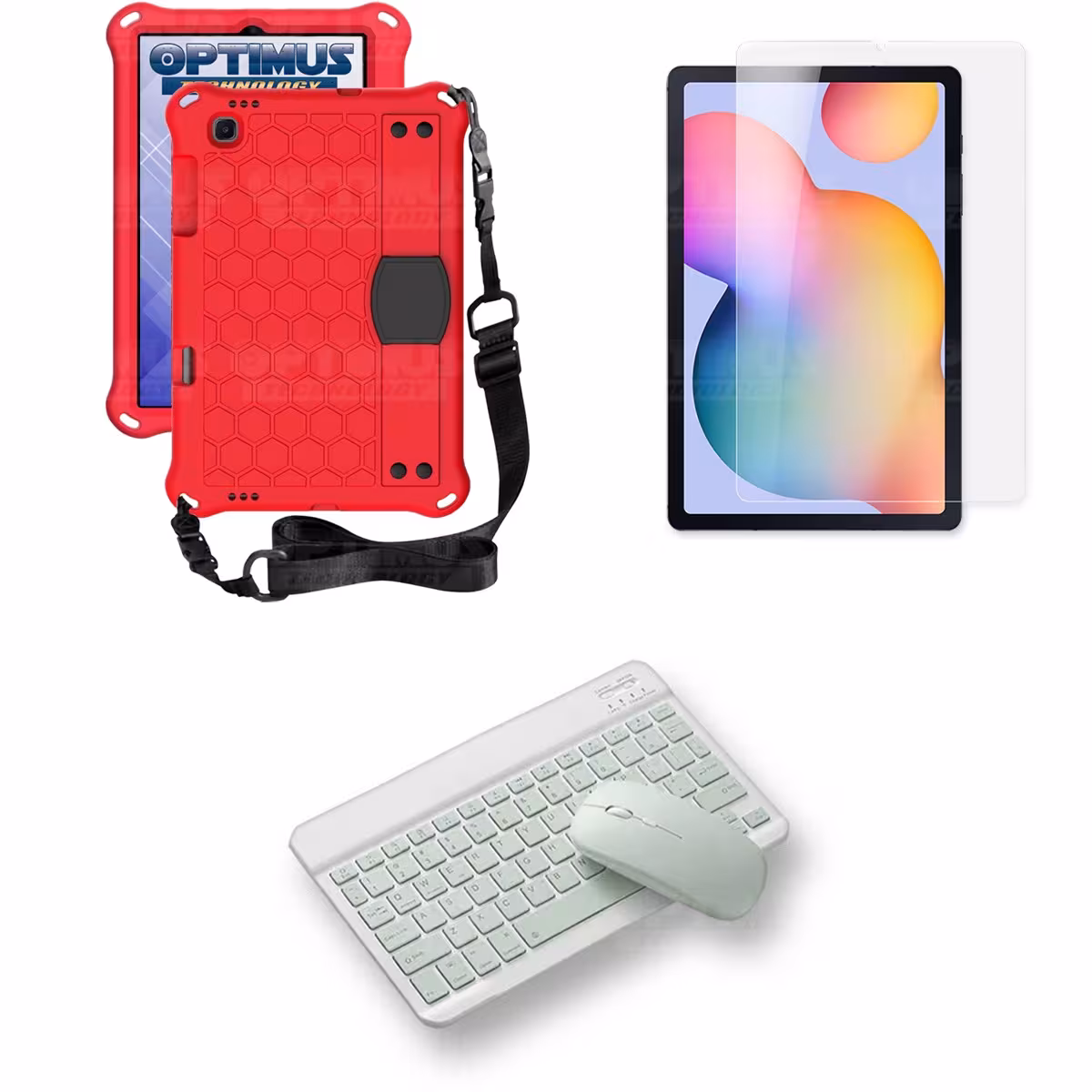 Kit Vidrio templado + Case Protector con correa + Teclado y Mouse Bluetooth Tablet Samsung Galaxy Tab S6 Lite 10.4 2022 P619