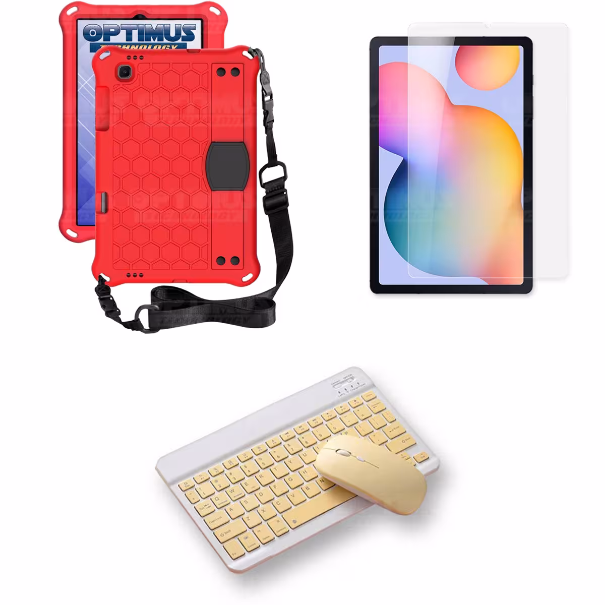 Kit Vidrio templado + Case Protector con correa + Teclado y Mouse Bluetooth Tablet Samsung Galaxy Tab S6 Lite 10.4 2022 P619