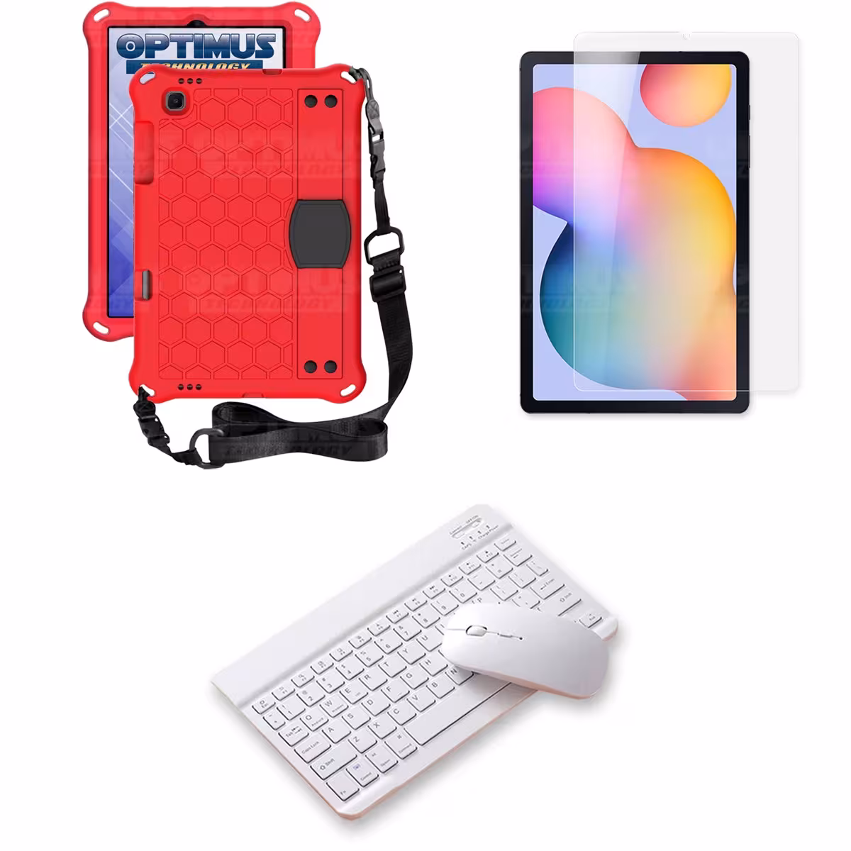 Kit Vidrio templado + Case Protector con correa + Teclado y Mouse Bluetooth Tablet Samsung Galaxy Tab S6 Lite 10.4 2022 P619