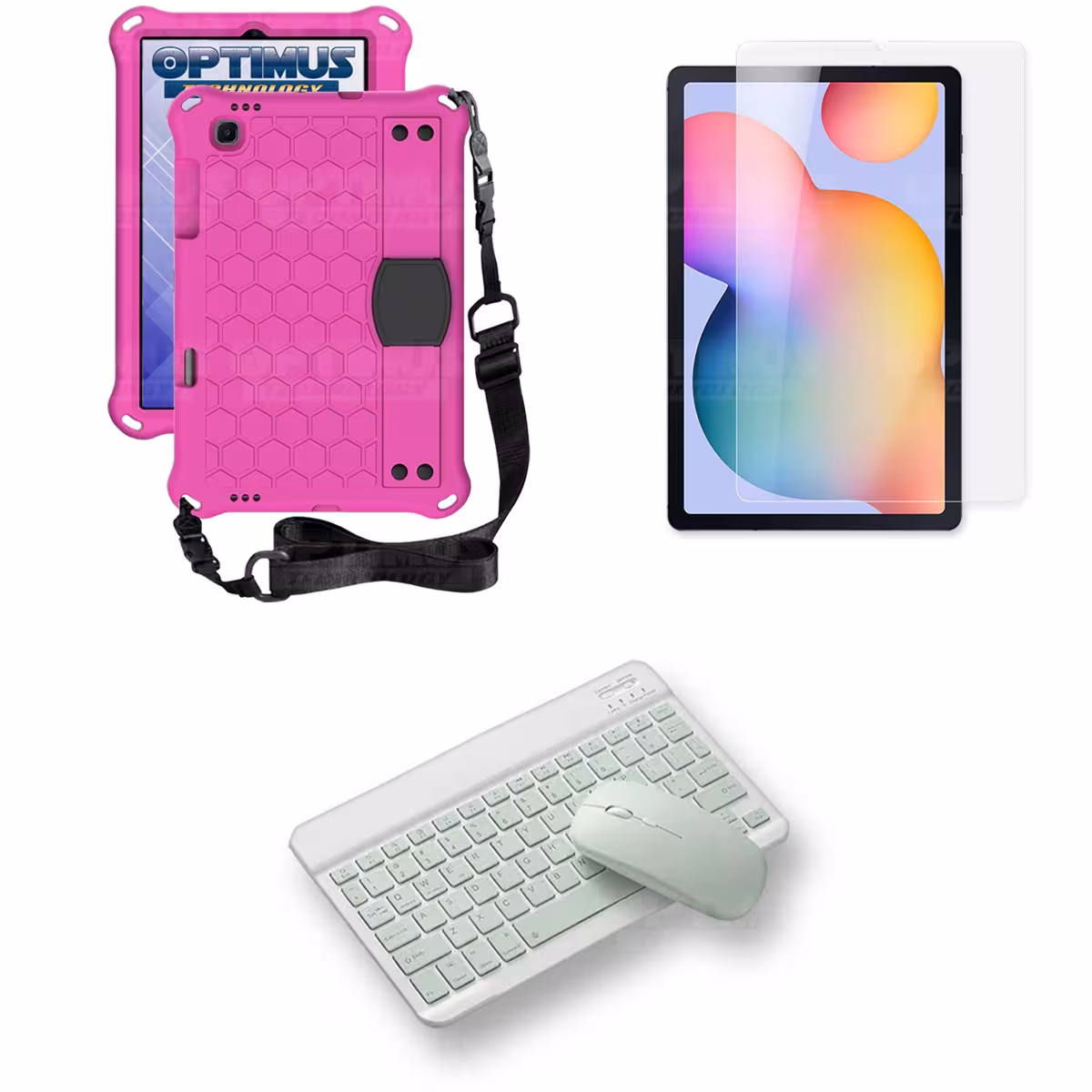 Kit Vidrio templado + Case Protector con correa + Teclado y Mouse Bluetooth Tablet Samsung Galaxy Tab S6 Lite 10.4 2022 P619