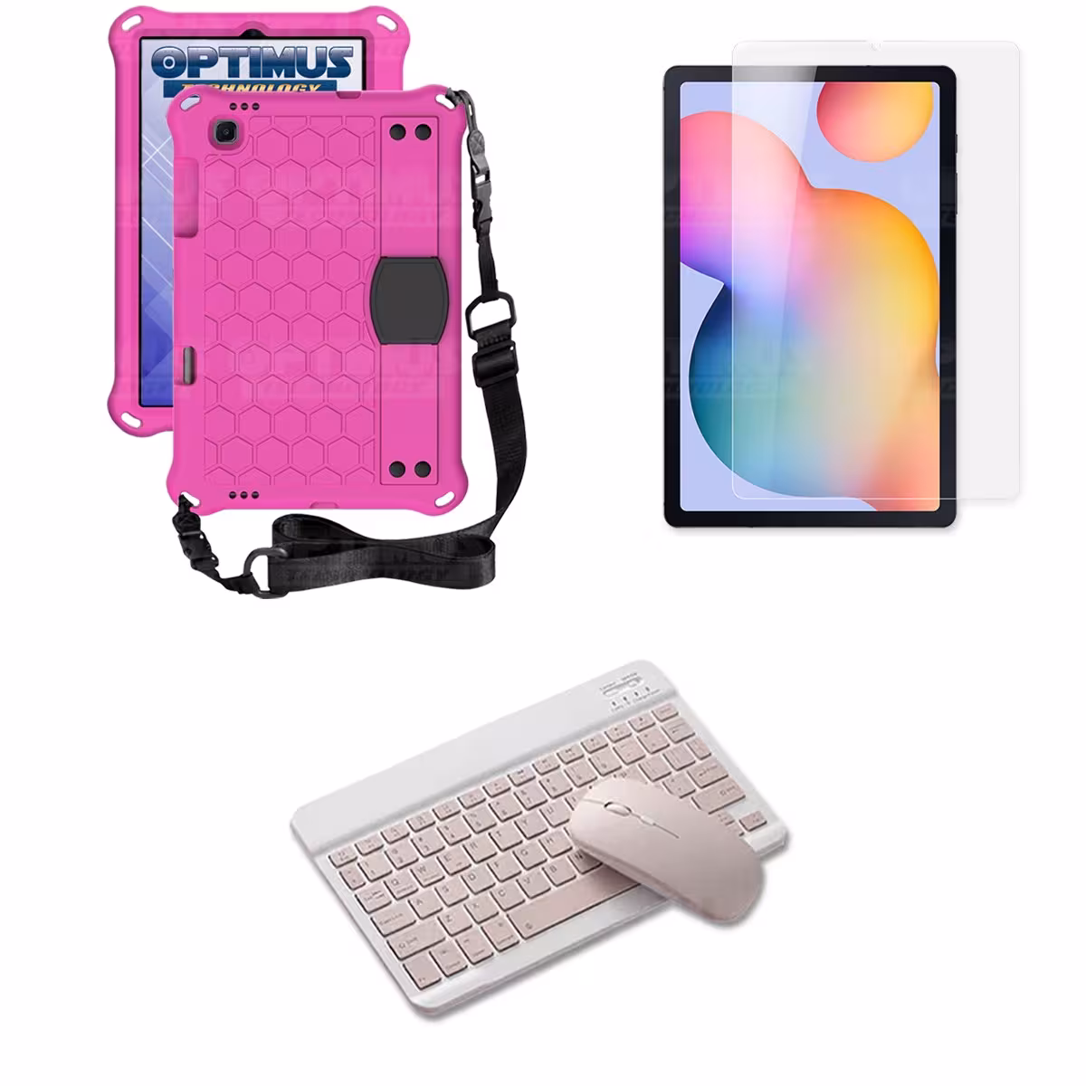 Kit Vidrio templado + Case Protector con correa + Teclado y Mouse Bluetooth Tablet Samsung Galaxy Tab S6 Lite 10.4 2022 P619
