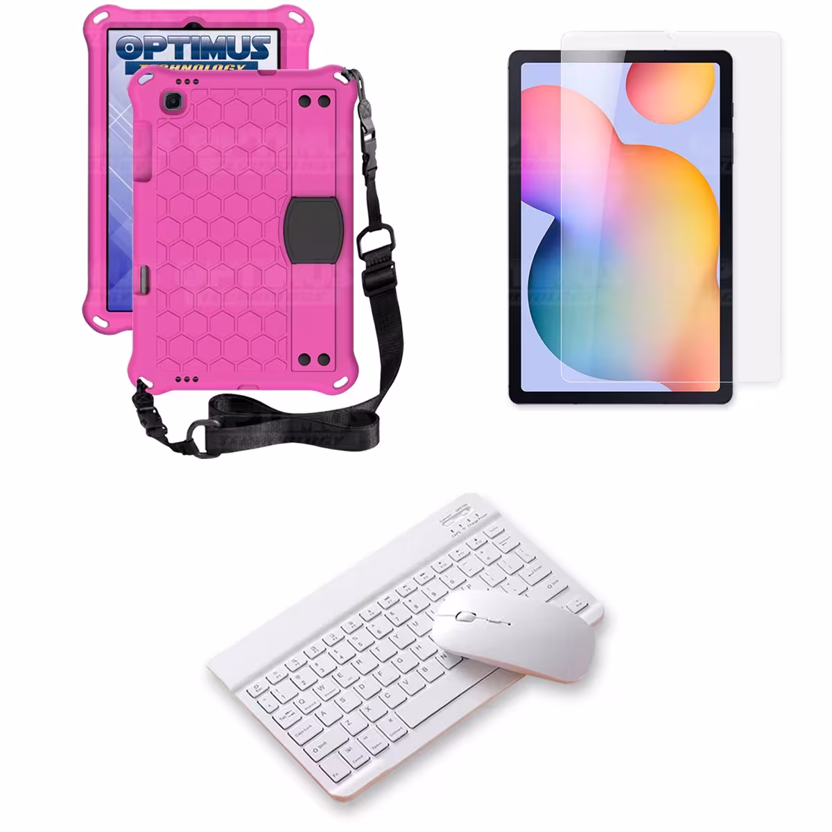 Kit Vidrio templado + Case Protector con correa + Teclado y Mouse Bluetooth Tablet Samsung Galaxy Tab S6 Lite 10.4 2022 P619